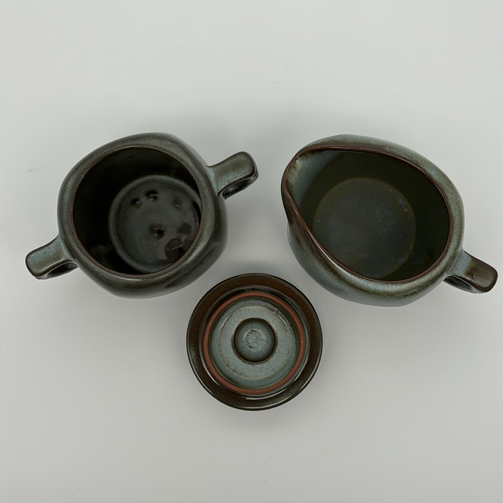 Vintage Frankoma Plainsman Woodland Moss Creamer and Sugar Bowl - Picture 4 of 7